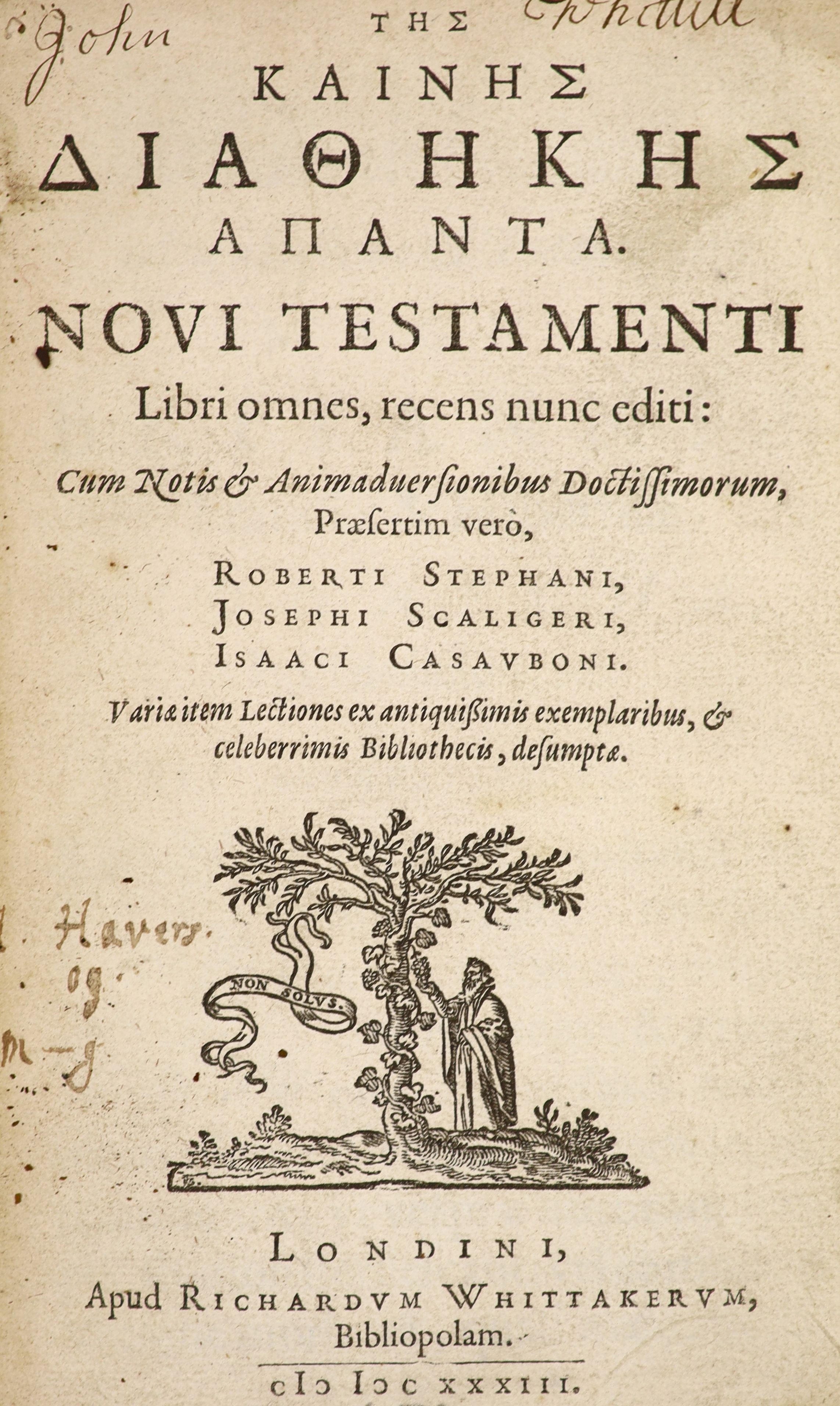 [Holy Bible. Gk Title]. Novi Testamenti Libri omnes, recens nunc editi ...